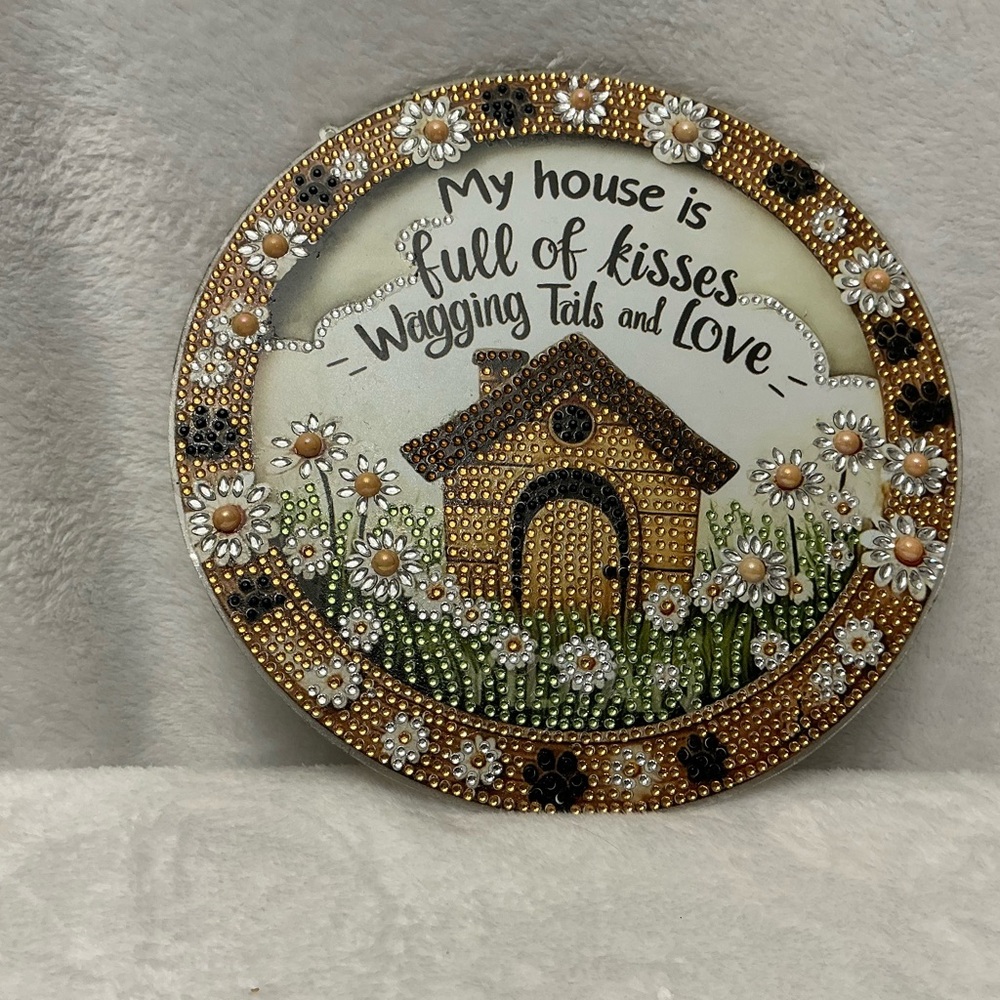 Dog Lovers Decorative Diamond Art Wall Plaque/Sun Catcher Finished Product